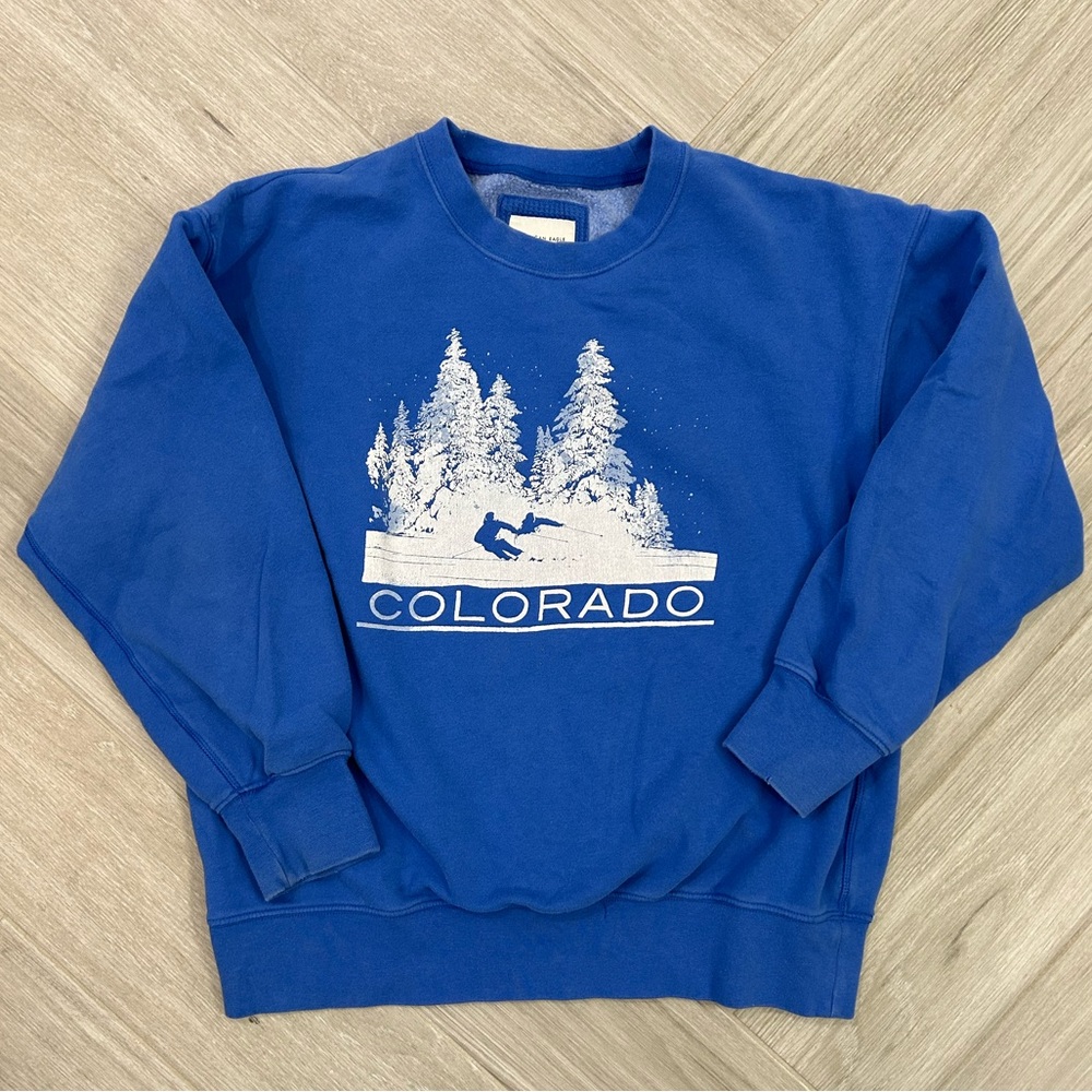 American Eagle Blue Colorado Ski Sweatshirt Size Small